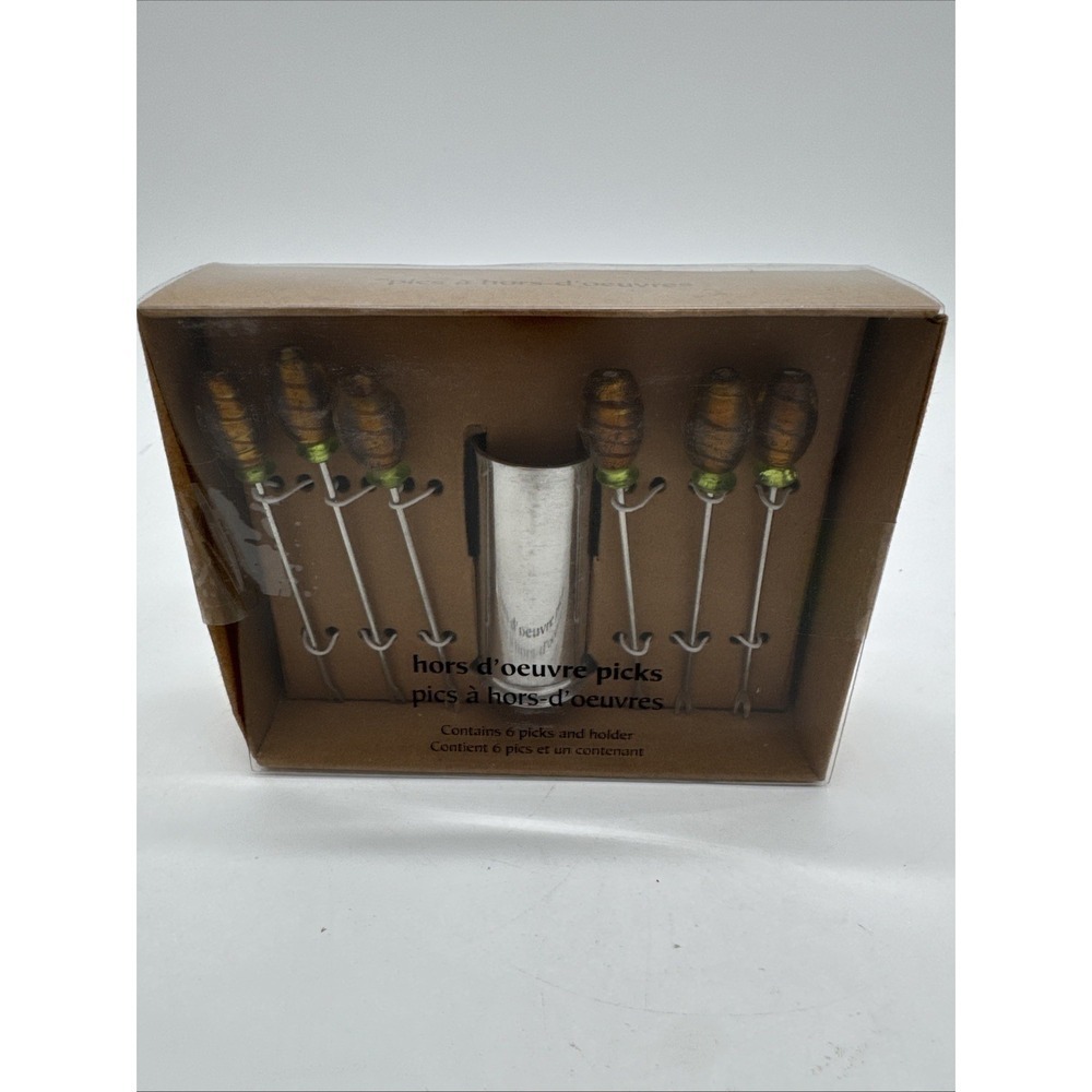 Pier 1 imports celebration hors d'oeuvre picks, 6 picks & holder New In Box